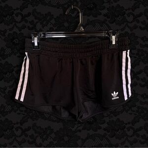 Adidas Women's Black Athletic Shorts with White Stripes